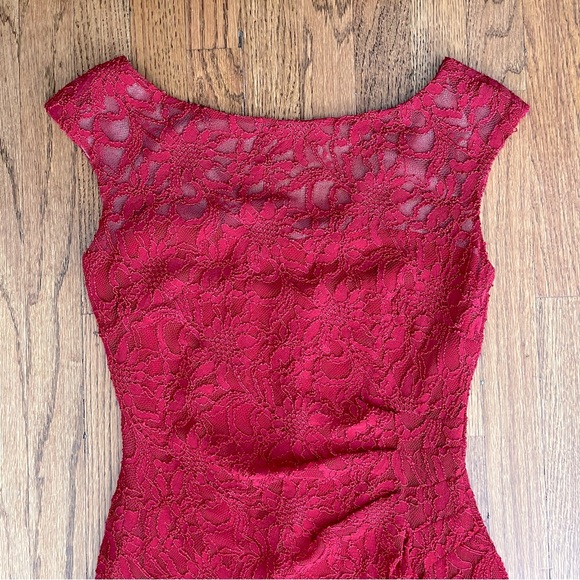 Ralph Lauren Red Lace Dress V Neck Back - Picture 1 of 15